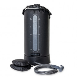 Camping shower with foot pump