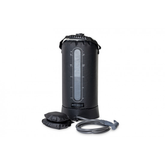 Camping shower with foot pump