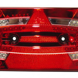 LED multi-function light, 9-32V, left red IP67 with triangular reflector