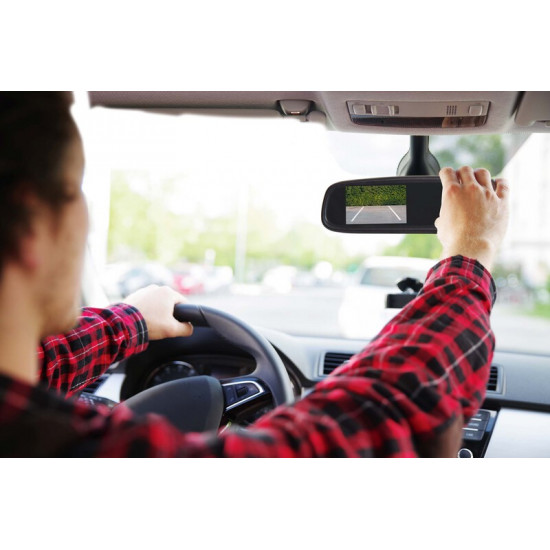 Rearview mirror with integrated 4.3" monitor