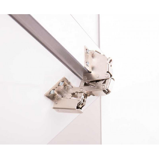 Upward-folding hinge with soft-close system