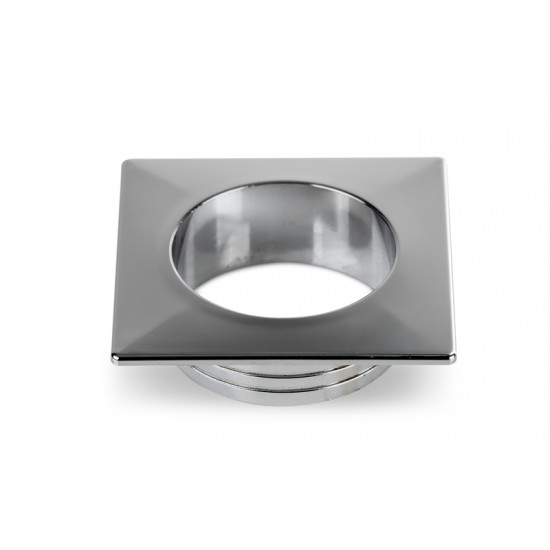 Push Lock Rosette - Chrome Polished & Square