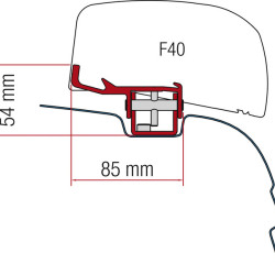 FIAMMA Mounting adapter F40van for VW T5/T6 H1 / L1 without C-rail - UK version, Only for right-hand drive, Deep Black