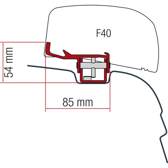 FIAMMA Mounting adapter F40van for VW T5/T6 H1 / L1 without C-rail - UK version, Only for right-hand drive, Deep Black