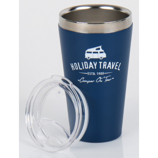 HOLIDAY TRAVEL Vacuum Cup with Lid, Stainless Steel, 450ml, Blue