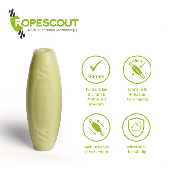 Ropescout marking clips, 8 pieces, glow-in-the-dark