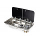 Cooker-sink combination – with 2-piece glass cover