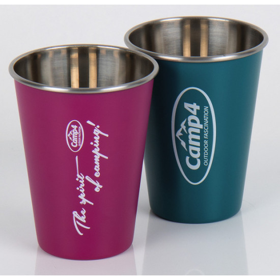 Camp4 YOUNG stainless steel mugs in a set of 2 - Berry & Petrol
