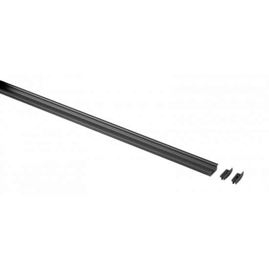 Flat aluminum profile including 2 black end caps