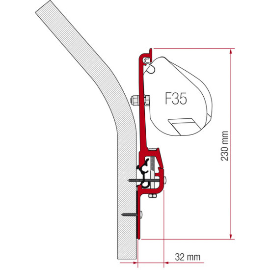 Adapter for Fiamma F35 Pro - Eriba Touring, 2 holders of 8 cm.