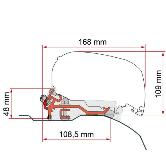 Fiamma F80S/F85L Flat Adapter Kit for High Roof H2 - Deep Black, For Fiat Ducato, Peugeot Boxer or Citroën Jumper without front panoramic roof hood