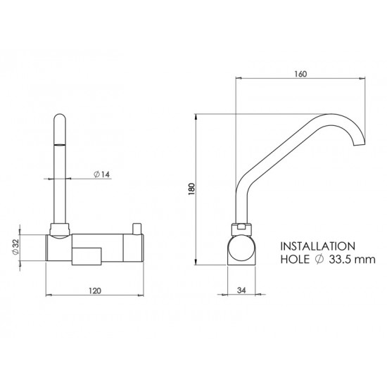 Single-lever mixer for washbasin 350x320x180