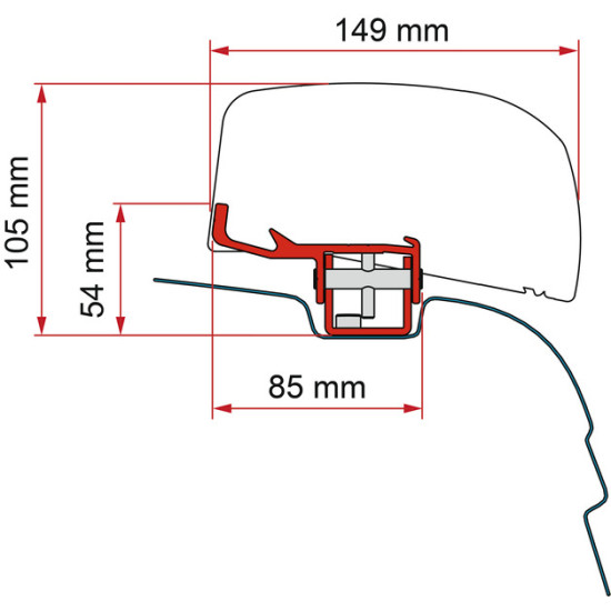 FIAMMA Mounting adapter F40van for VW T5/T6 H1 / L1 without C-rail, Only for left-hand drive, Deep Black