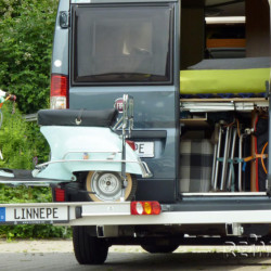 Motorcycle carrier for panel vans, 6.4 meters long