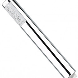 Handheld shower head with 1/2" thread and anti-limescale nozzles - chrome-plated steel and grey
