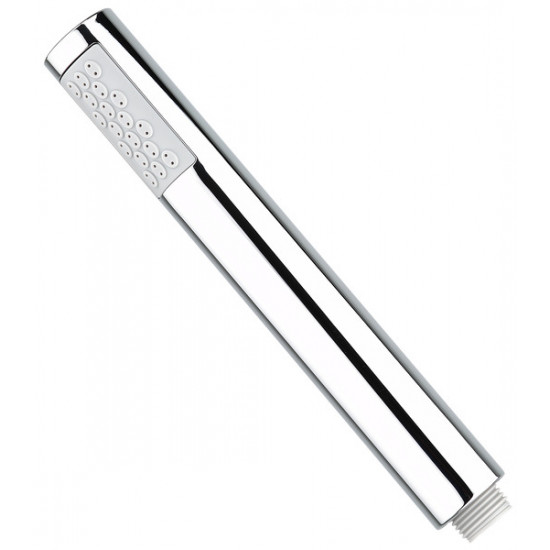 Handheld shower head with 1/2" thread and anti-limescale nozzles - chrome-plated steel and grey