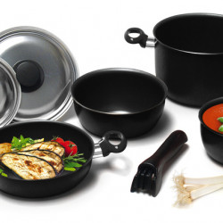 Aluminum cookware set - Black - 7-piece
