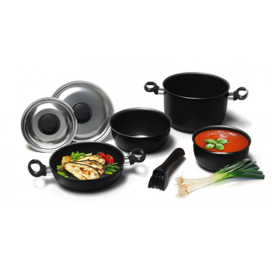Aluminum cookware set - Black - 7-piece