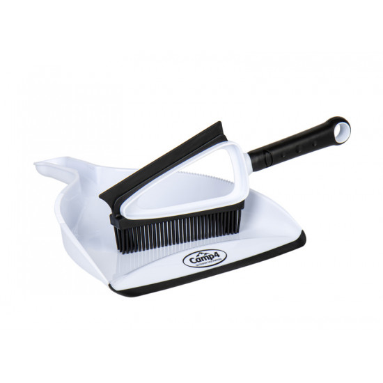 Silicone hand brush and dustpan set - White / Black