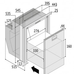 Stainless steel cooling drawer DW51 RFX - 51 l