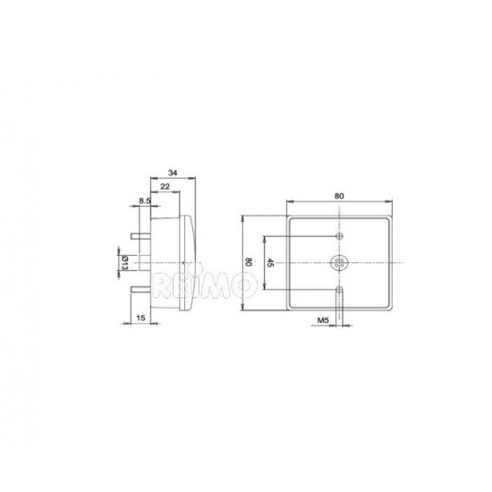 LED flashing light 12V, 5W IP67 500 mm cable clear