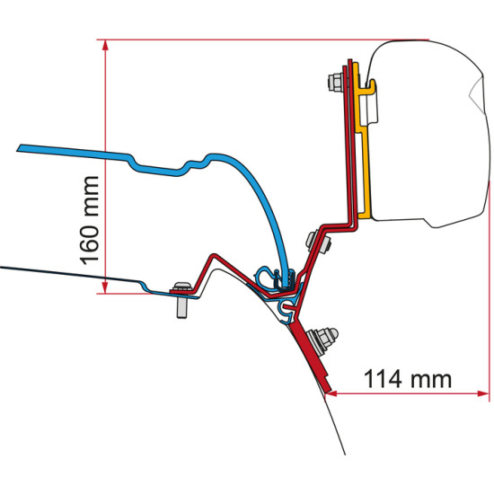 Fiamma awning adapter for awning F35 Pro, For Mercedes V-Class Marco Polo from model year 2014 on, 1 holder 12 cm, 1 holde