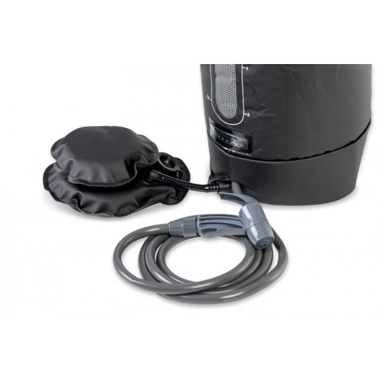 Camping shower with foot pump