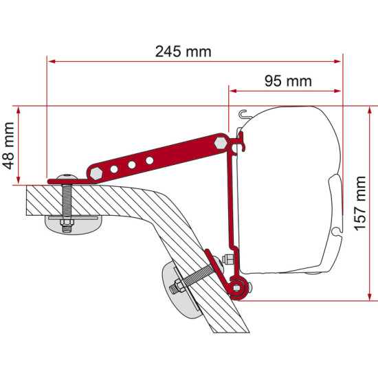 Fiamma Adapter Kit Wall F1/F45/F50/F55/F70, Length : 8 cm