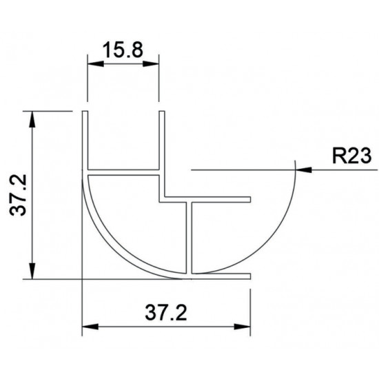 Aluminum corner profile - silver - open on 2 sides