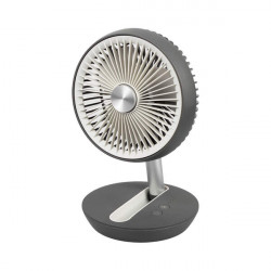 Battery-powered camping fan with USB, foldable