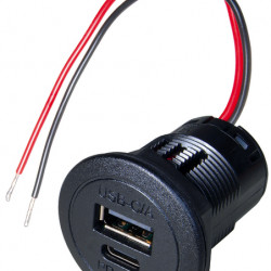 Power USB-C/-A double socket PD/QC, 1x USB-A / 1x USB-C