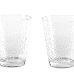 Water glasses, set of 2, in hammered finish