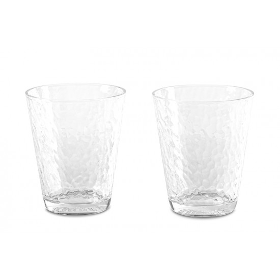 Water glasses, set of 2, in hammered finish