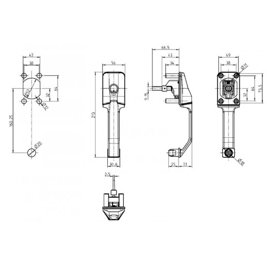 Right-hand exterior handle for plug-in cylinder