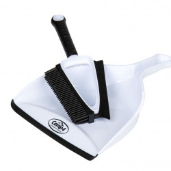 Silicone hand brush and dustpan set - White / Black