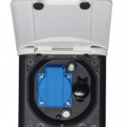 Universal awning socket 12/230 V with magnetic closure - White