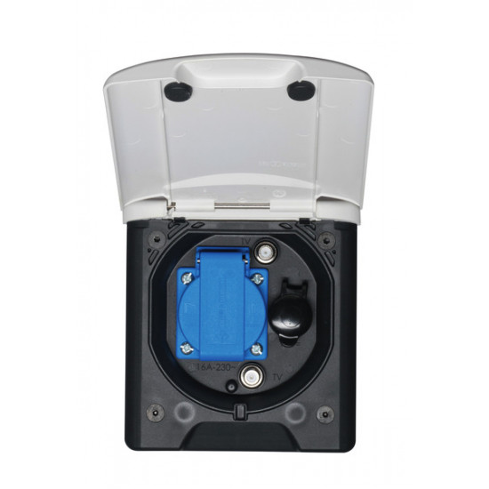 Universal awning socket 12/230 V with magnetic closure - White