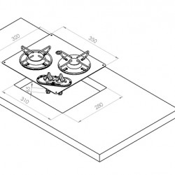 Built-in gas hob with 2 burners
