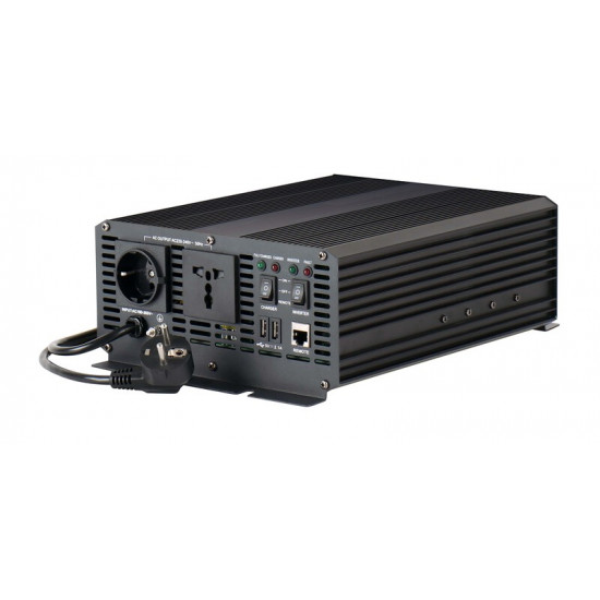 Sine wave power inverter with mains priority switching - 1000 to 2000 watts