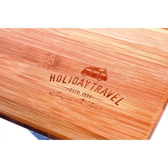 Camping table with bamboo top - 80 x 60 x 43/65 cm