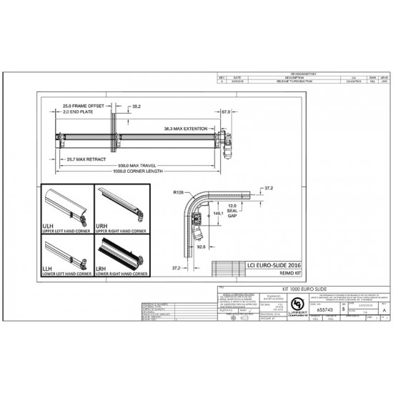 Euro Slide System Standard Kit - For extension length 1000 mm