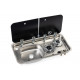 Cooker-sink combination – with 2-piece glass cover
