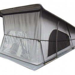 Tent bellows tensioning elastic with quick release