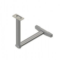 Folding table leg, foldable in the middle, with T-shaped base