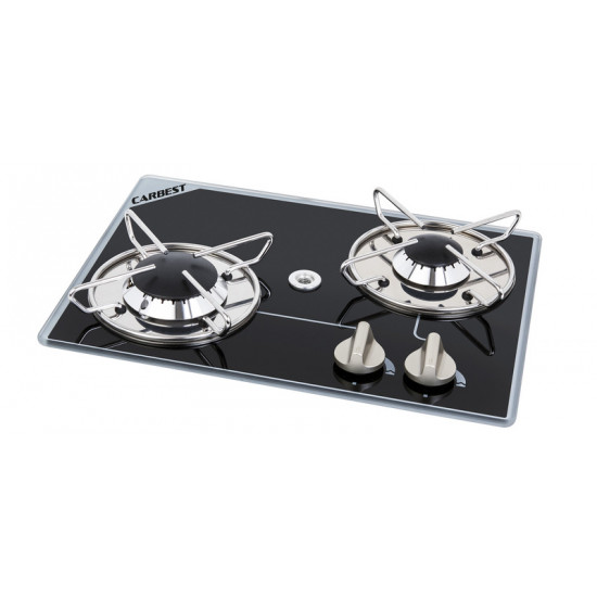 Built-in gas hob with 2 burners - burners side by side