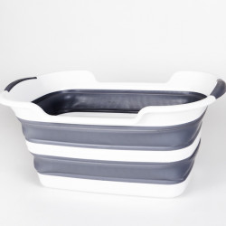 Foldable tub/basket with drain - Grey/White