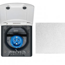 CEE socket with magnetic closure in light grey