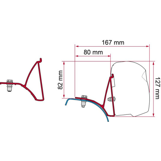 FIAMMA Awning adapter F45s / F43van for Renault Trafic / Opel Vivaro / Nissan Primastar L1 / L2 up to 2015, DeepBlack