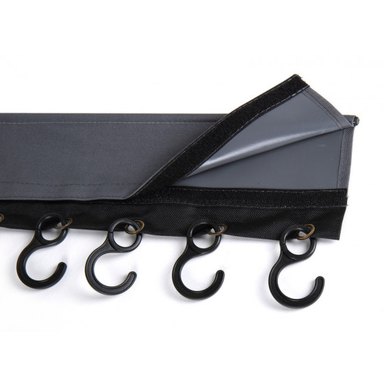 Hook strip with 8 hooks, piping and Velcro fastener, length 58cm
