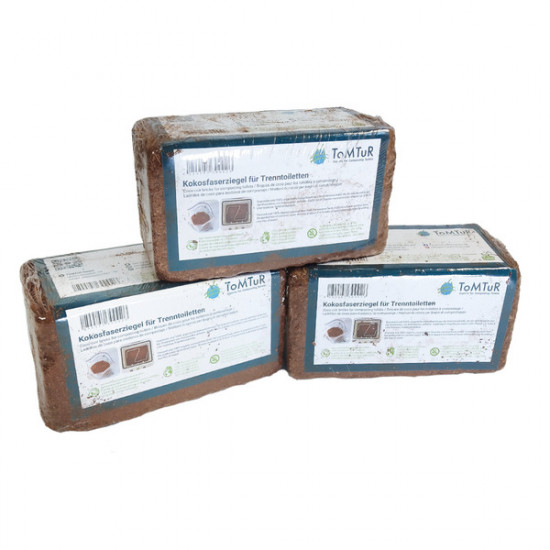 Camping composting toilet made of coconut fiber bricks, 3 pieces
